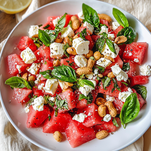 Watermelon Feta Salad with Peanuts