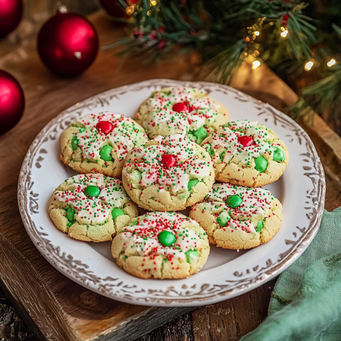Christmas M&M Sprinkle Cookies