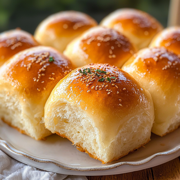 Soft Homemade Dinner Rolls with Sesame Topping