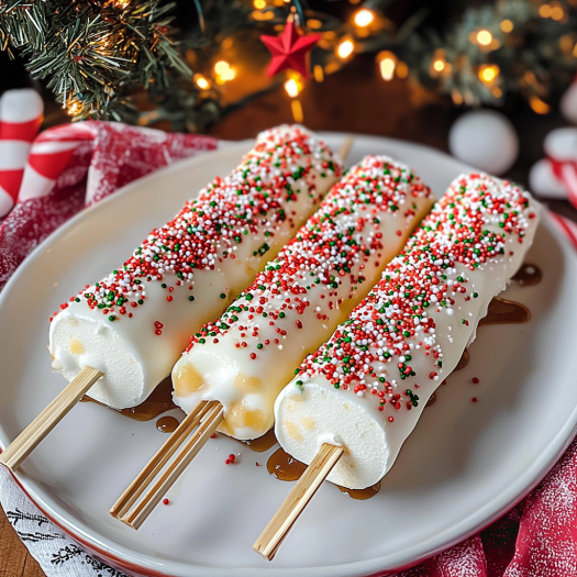 White Chocolate–Dipped Holiday Marshmallow Pops