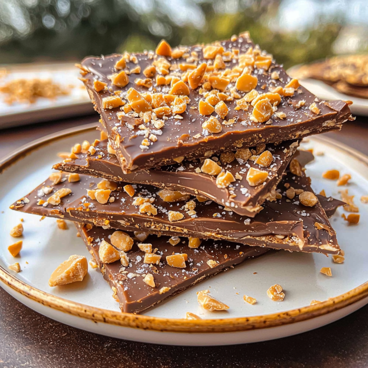 Chocolate Toffee Bark with Crunchy Caramel Bits