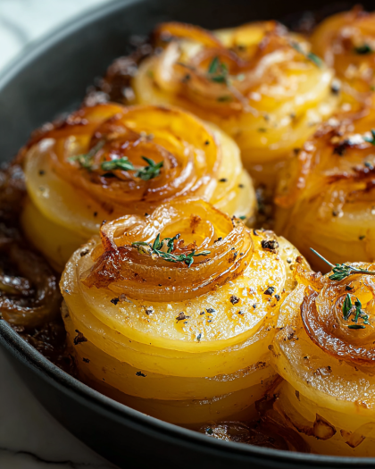 Caramelized Onion and Roasted Potato Skillet
