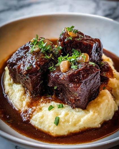 Red Wine Braised Short Ribs with Mashed Potatoes