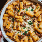 Baked Rigatoni with Meat Sauce and Cheese