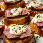 Steak Crostini with Cream Sauce