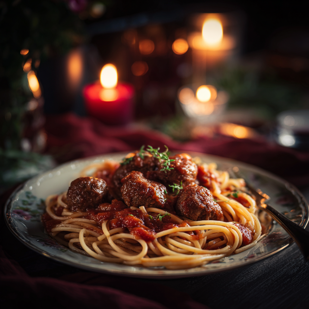 Sweetheart Meatballs with Spaghetti Recipe - Recipe Image