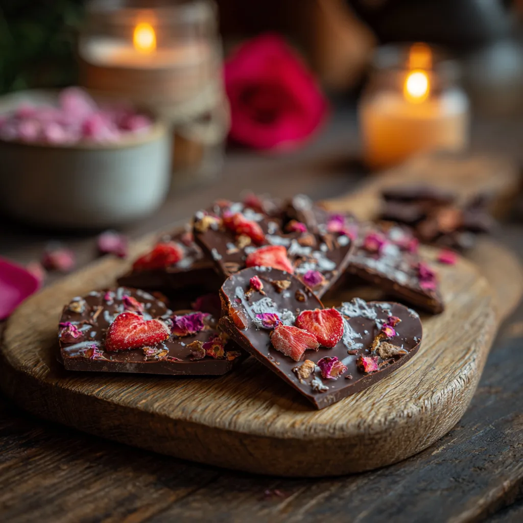 Chocolate Heart Bark: Bold Romantic Crunch Recipe 3 Chocolate Heart Bark: Bold Romantic Crunch Recipe - Recipe Image