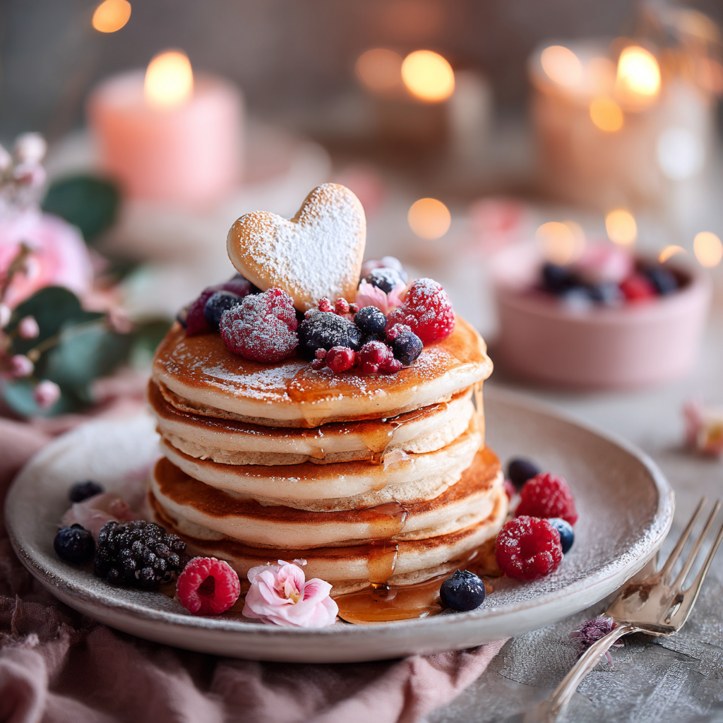 Valentine’s Day Pancake Stack Recipe - Recipe Image