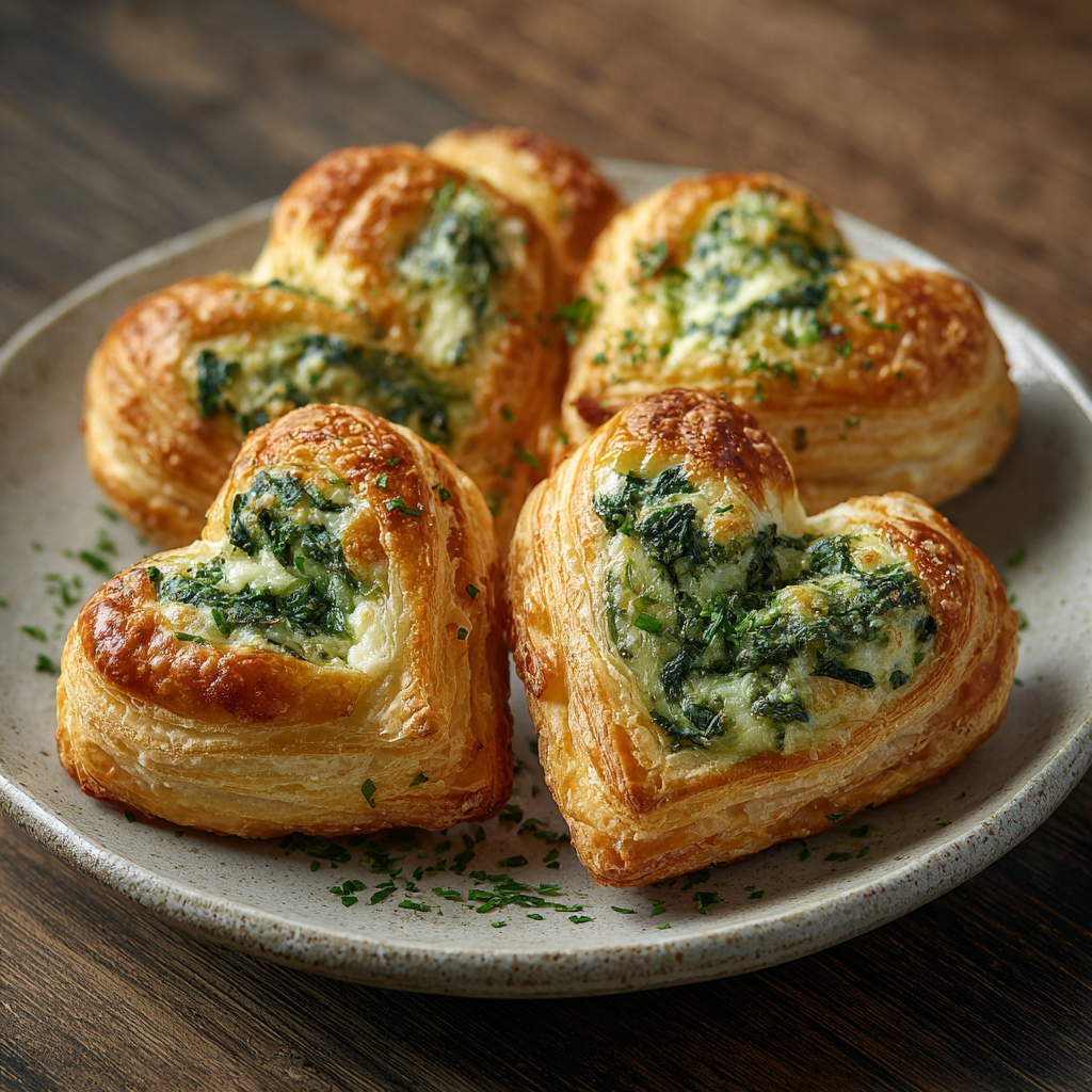 Savory Heart-Shaped Spinach & Cheese Pastries Recipe