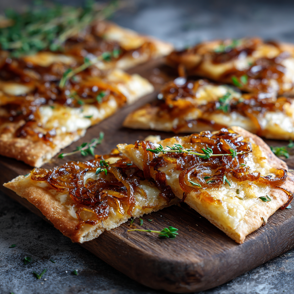 Savory Caramelized Onion & Cheese Flatbread Recipe