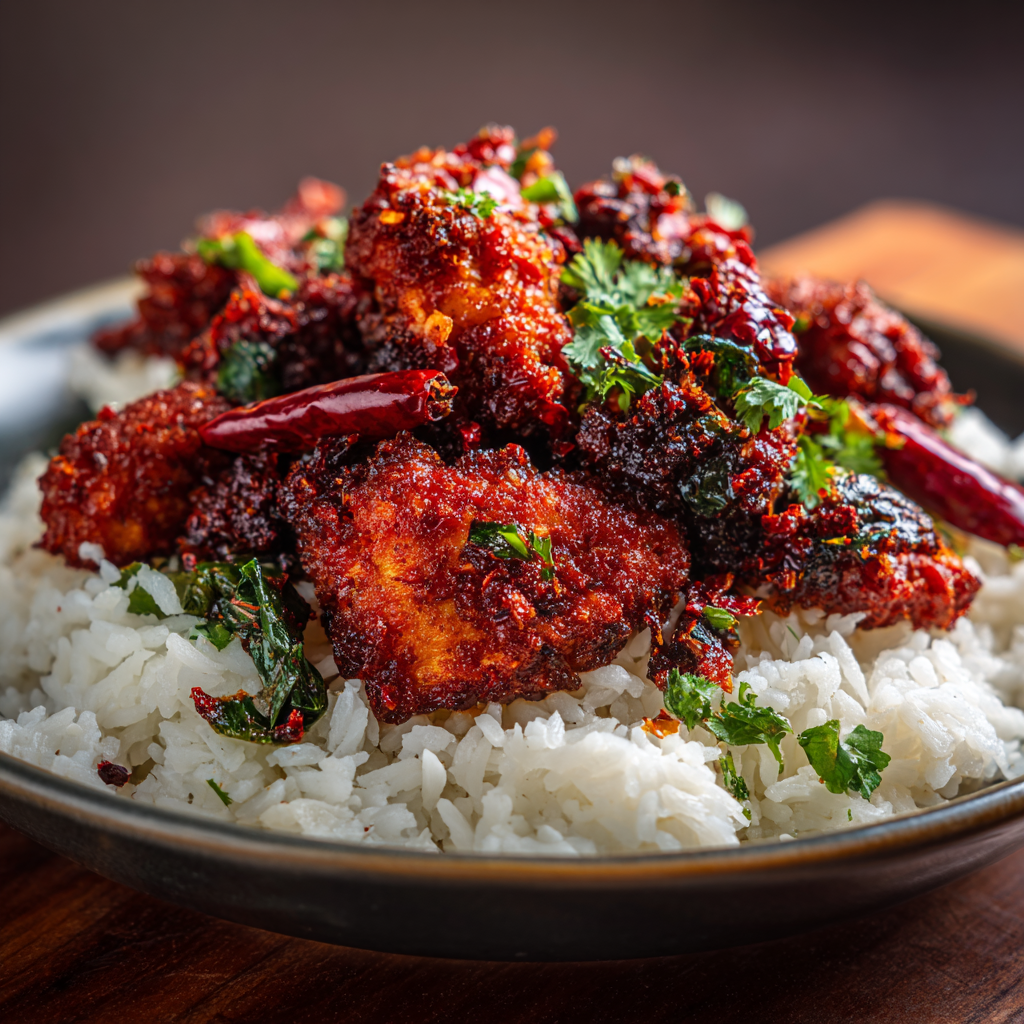 Extreme Spicy Dry Chili Chicken Rice: Mouth-On-Fire Style Recipe