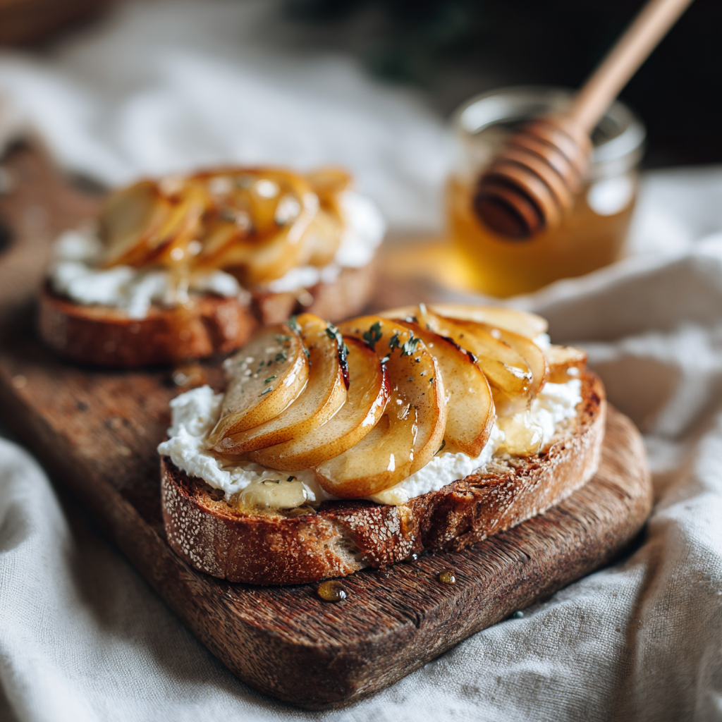 Ricotta Toast with Roasted Apples and Honey Recipe
