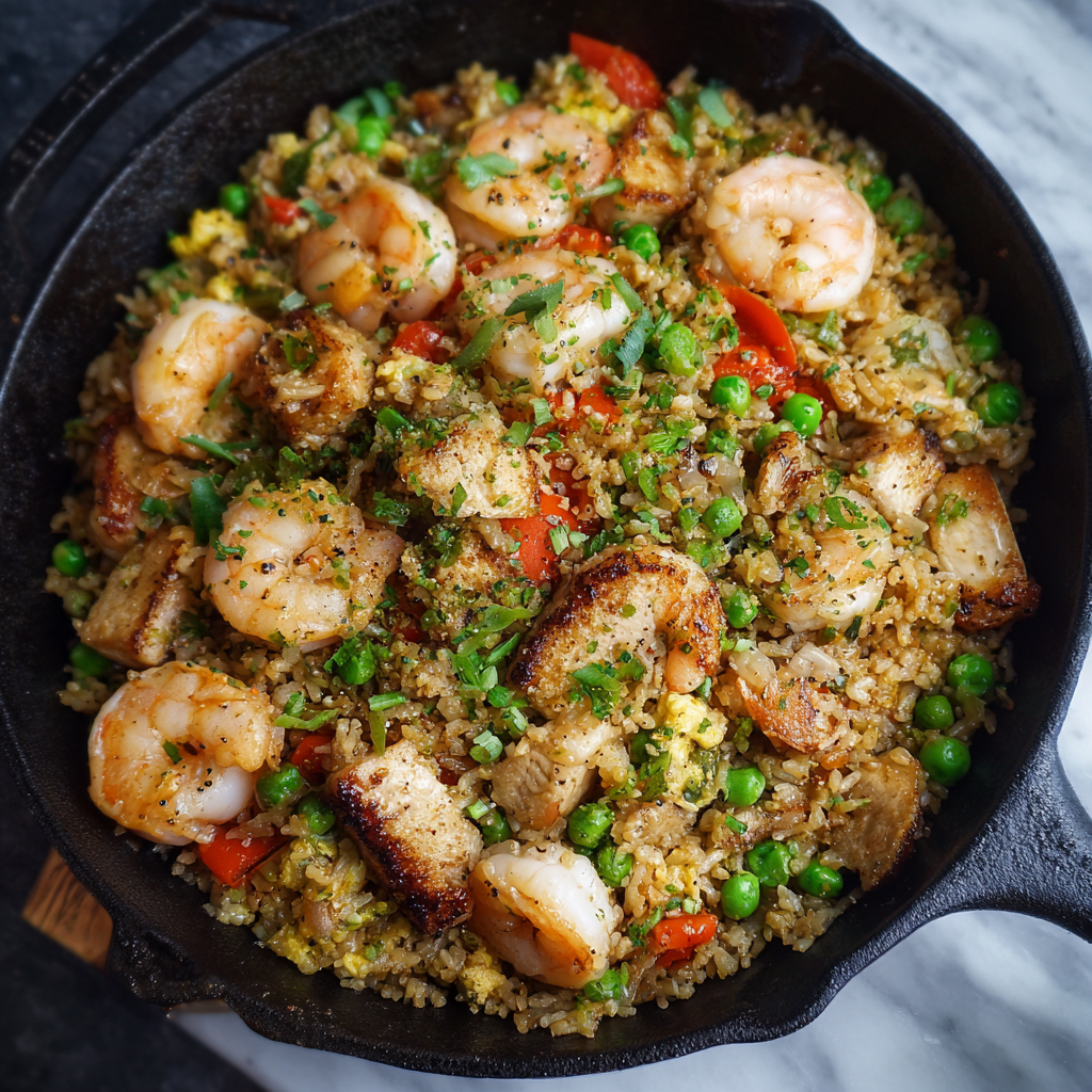 One-Pan Chicken Shrimp Fried Rice: Fast & Loaded Recipe