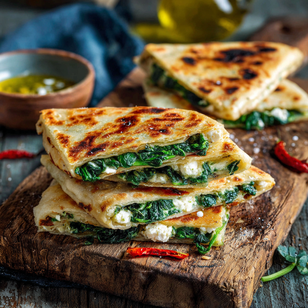 Turkish Spinach & Feta Gozleme Recipe