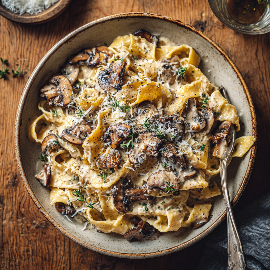 Creamy Mushroom Parmesan Pasta Recipe - Recipe Image