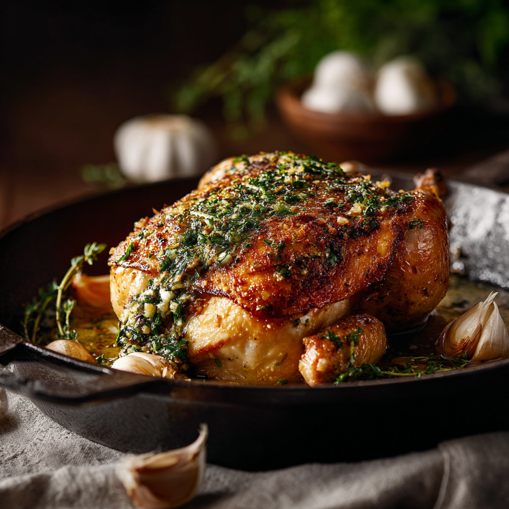 Herb-Crusted Roast Chicken with Garlic Butter Recipe