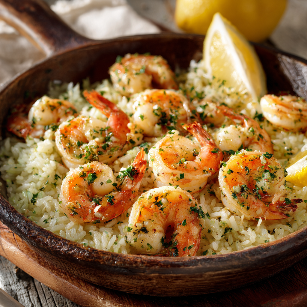 Garlic Butter Shrimp & Lemon Rice Recipe