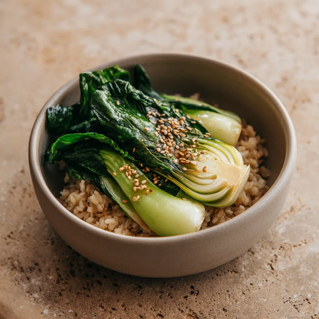 th Bok Choy & Miso Glaze Over Brown Rice Recipe - Recipe Image