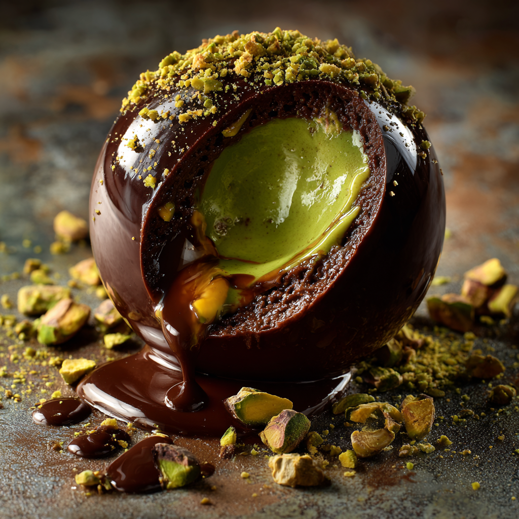 Pistachio Lava Chocolate Sphere Recipe