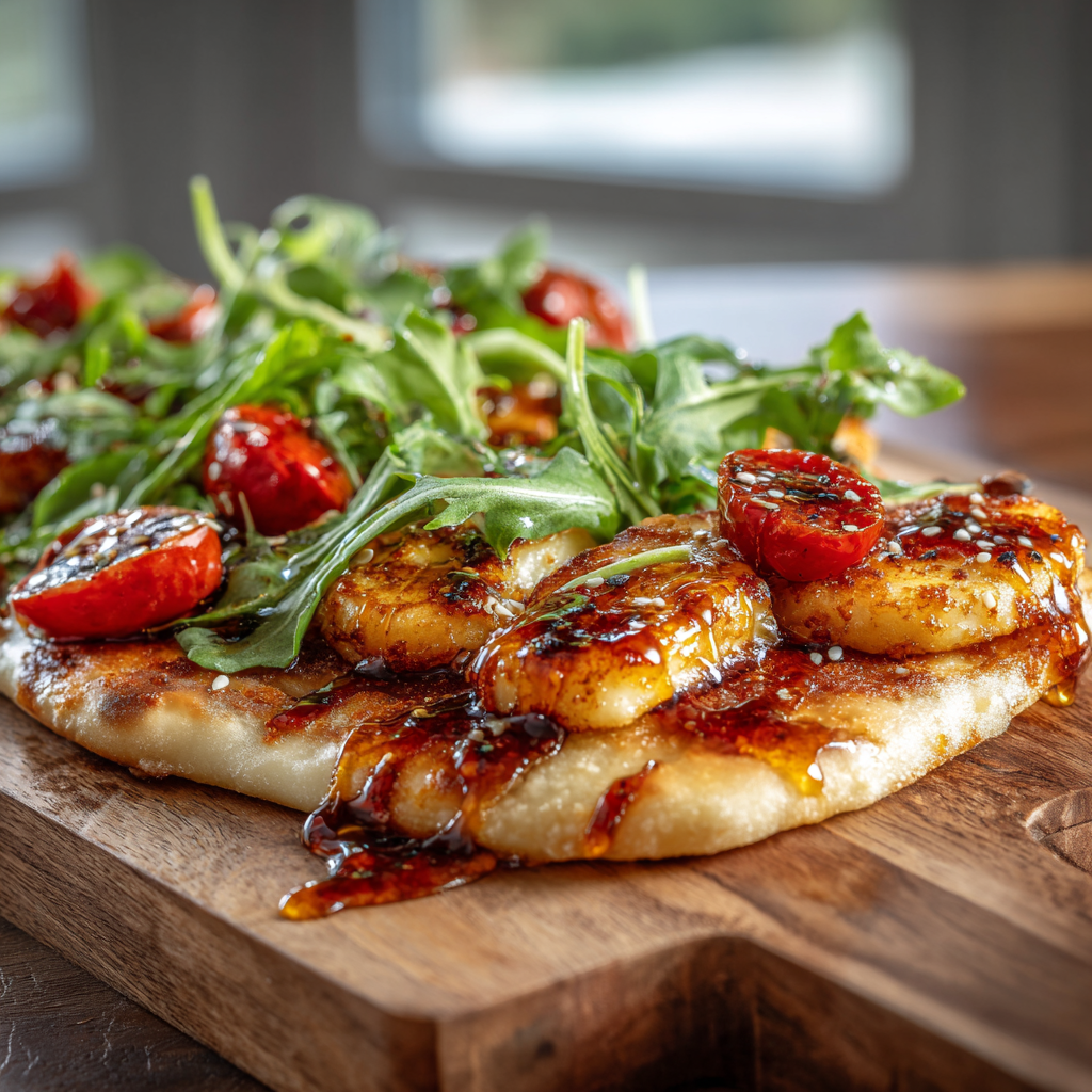 Spicy Harissa Honey Halloumi Flatbread Recipe