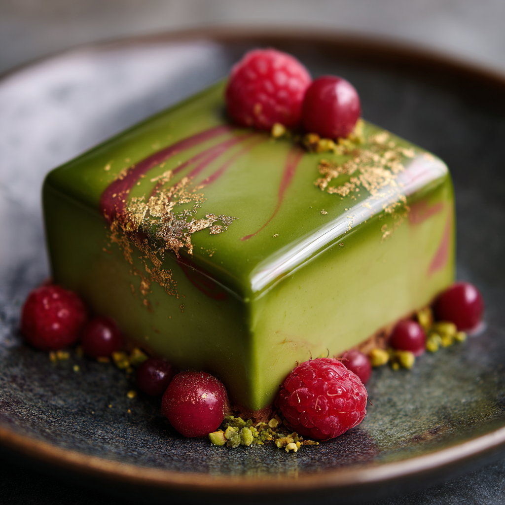 Pistachio Raspberry Mirror Cake Recipe