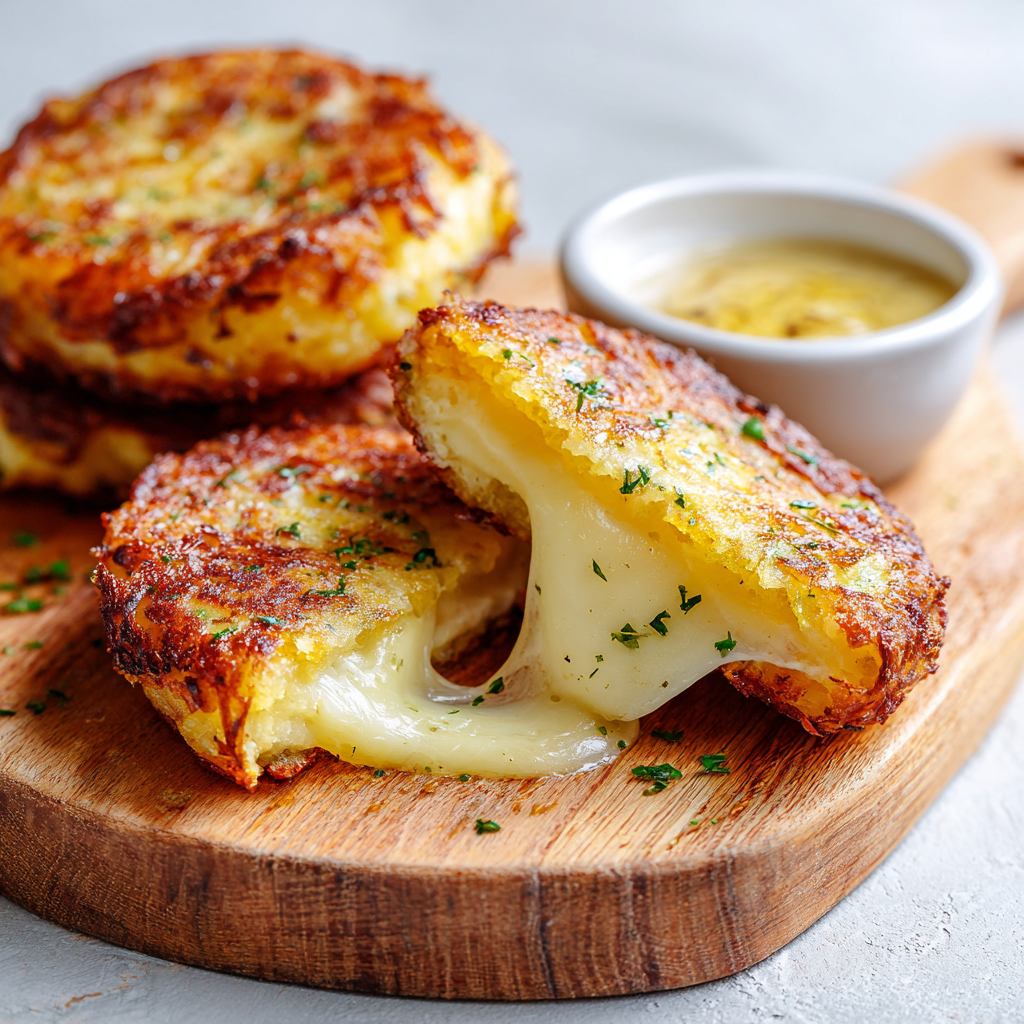 Crispy Cheese-Stuffed Potato Cakes Recipe 2 Crispy Cheese-Stuffed Potato Cakes Recipe - Recipe Image