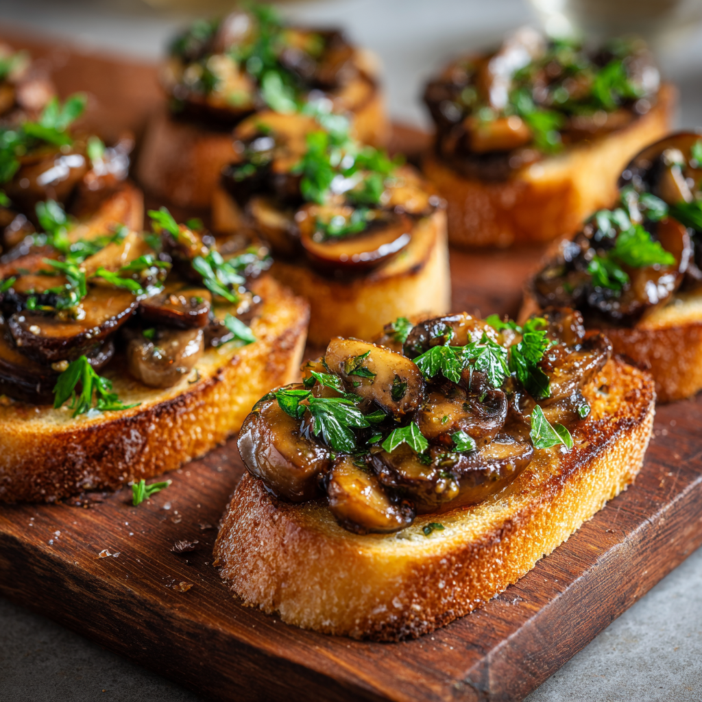 Garlic Butter Mushroom Toasts Recipe - Recipe Image