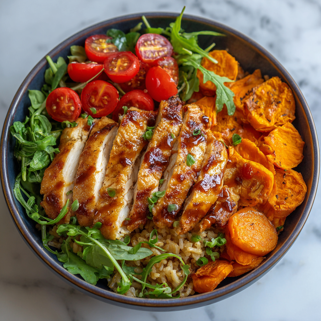 "Healthy Chicken & Sweet Potato Rice Bowl Recipe