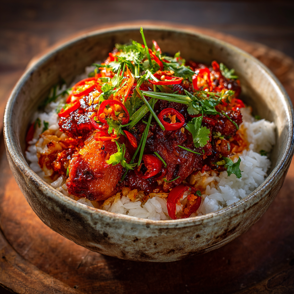 Extreme Spicy Scorpion Pepper Chicken Rice: Sharp & Dangerous - Recipe Image