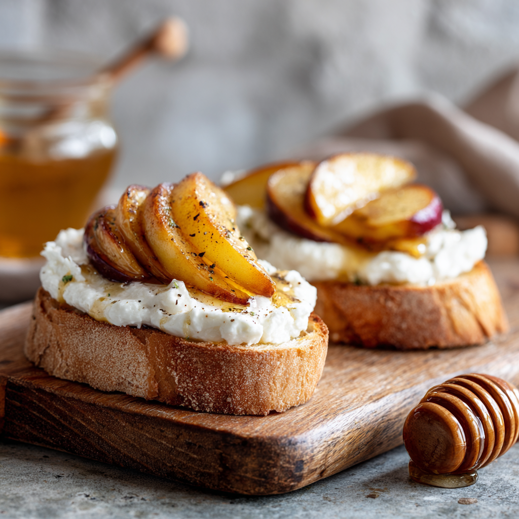 Ricotta Toast with Roasted Apples and Honey Recipe - Recipe Image