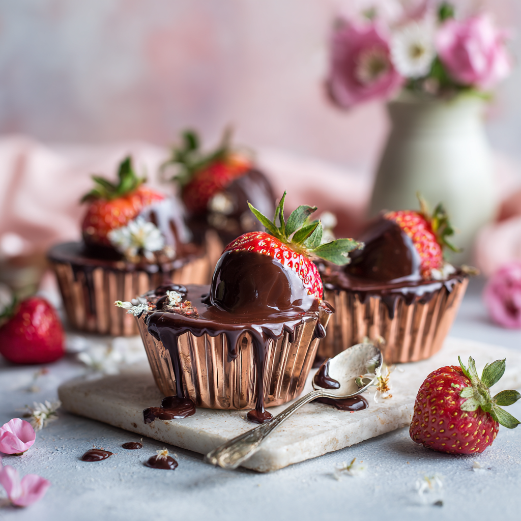 Chocolate Covered Strawberries Cups: Drip Effect Trend Recipe - Recipe Image