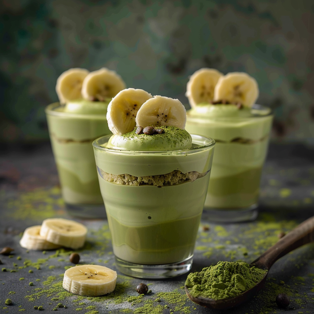 Matcha Banana Cream Cups: Green Energy Dessert Recipe - Recipe Image