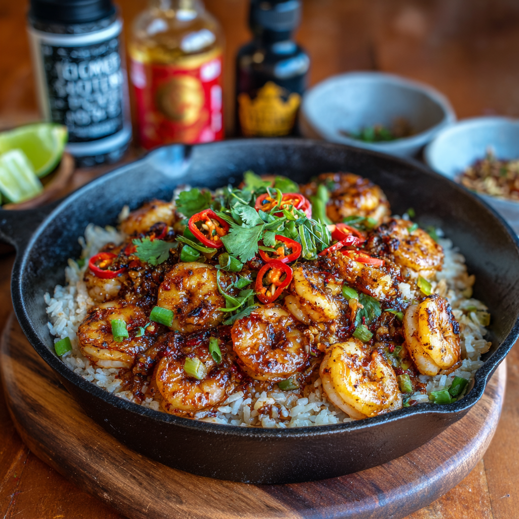 Red Chili Oil Chicken Shrimp Rice: Burning Spoonfuls Recipe - Recipe Image