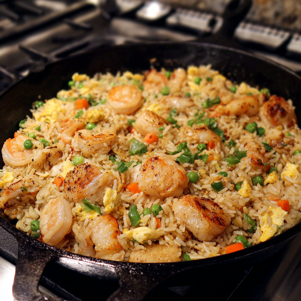 One-Pan Chicken Shrimp Fried Rice: Fast & Loaded Recipe - Recipe Image