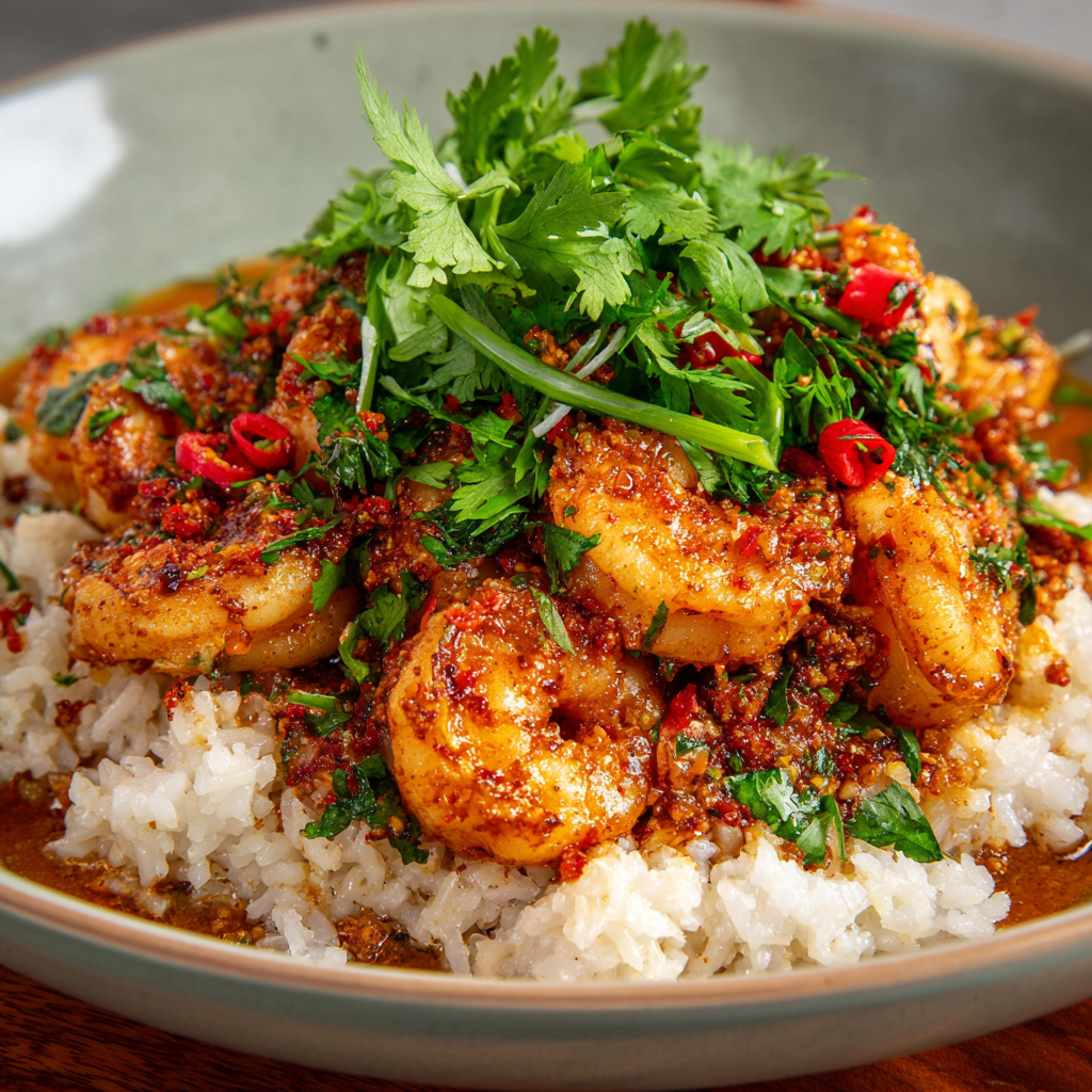 Red Chili Oil Chicken & Shrimp Rice: Extreme Heat Challenge Recipe - Recipe Image