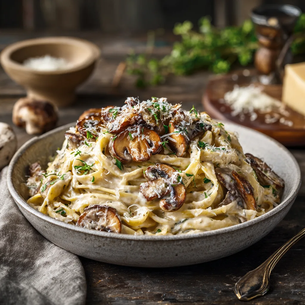 Creamy Mushroom Parmesan Pasta Recipe
