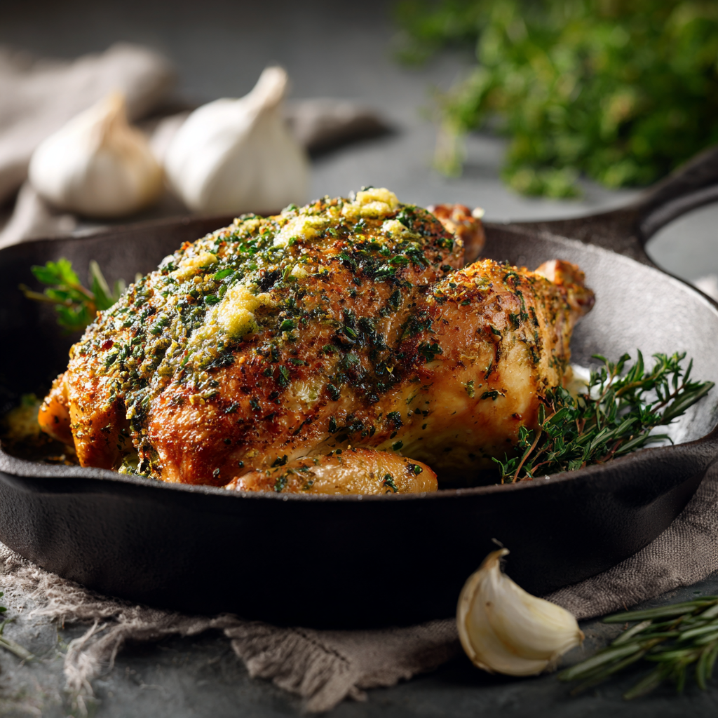 Herb-Crusted Roast Chicken with Garlic Butter Recipe - Recipe Image