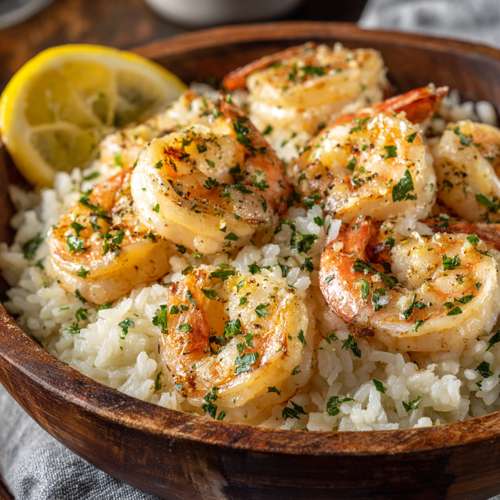 Garlic Butter Shrimp & Lemon Rice Recipe - Recipe Image