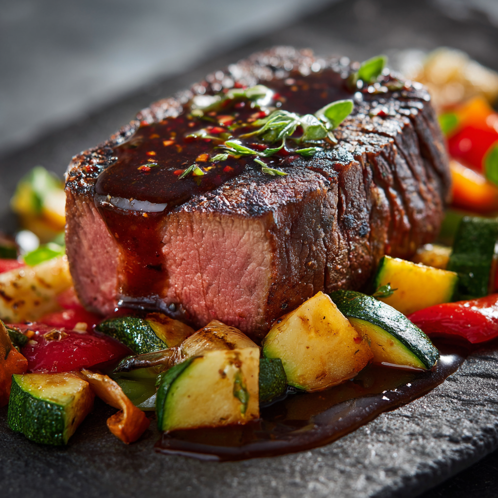 Beef Tenderloin with Red Wine Reduction Recipe - Recipe Image
