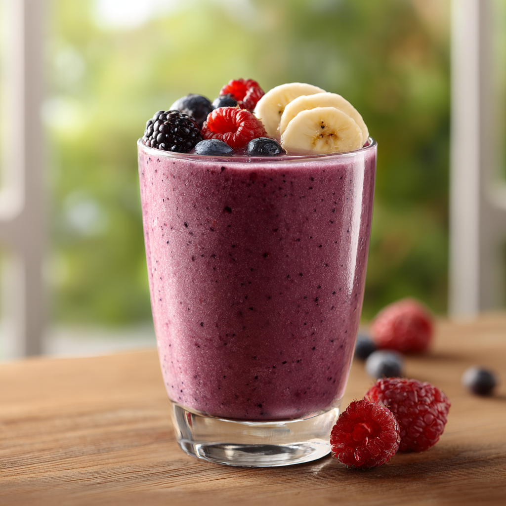 Mixed Berry Banana Smoothie Recipe - Recipe Image