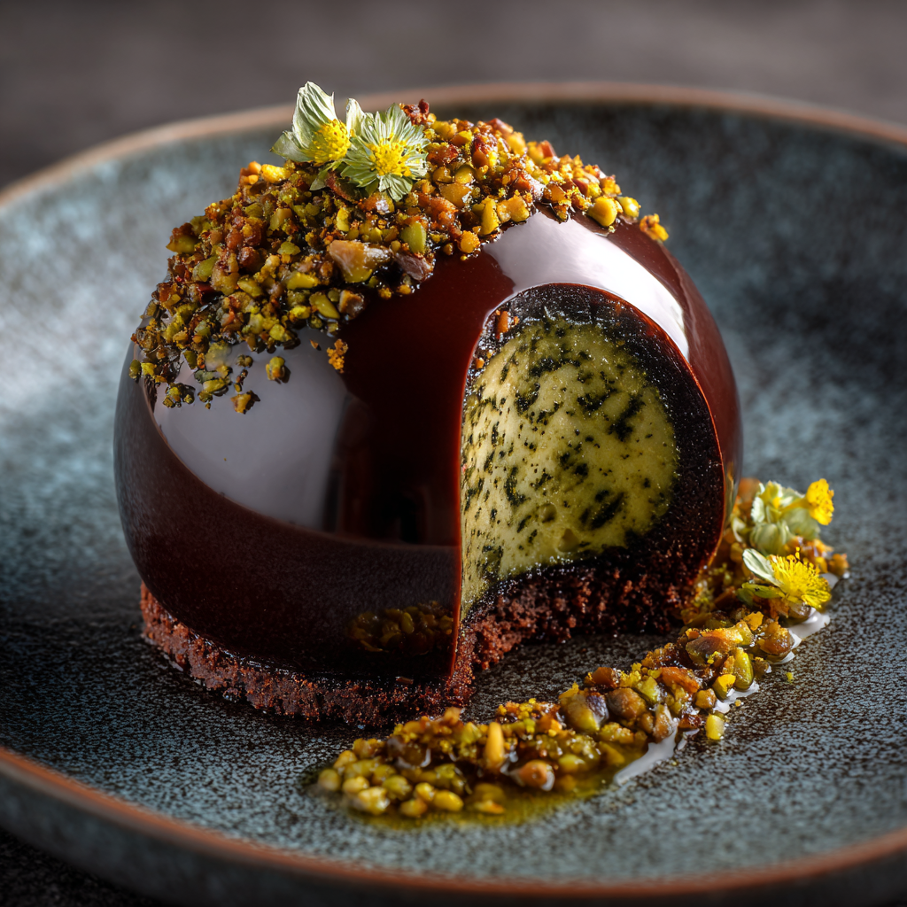 Pistachio Lava Chocolate Sphere Recipe - Recipe Image