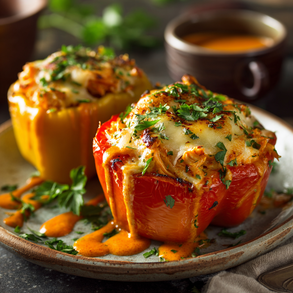 Fiery Buffalo Chicken Stuffed Peppers Recipe - Recipe Image