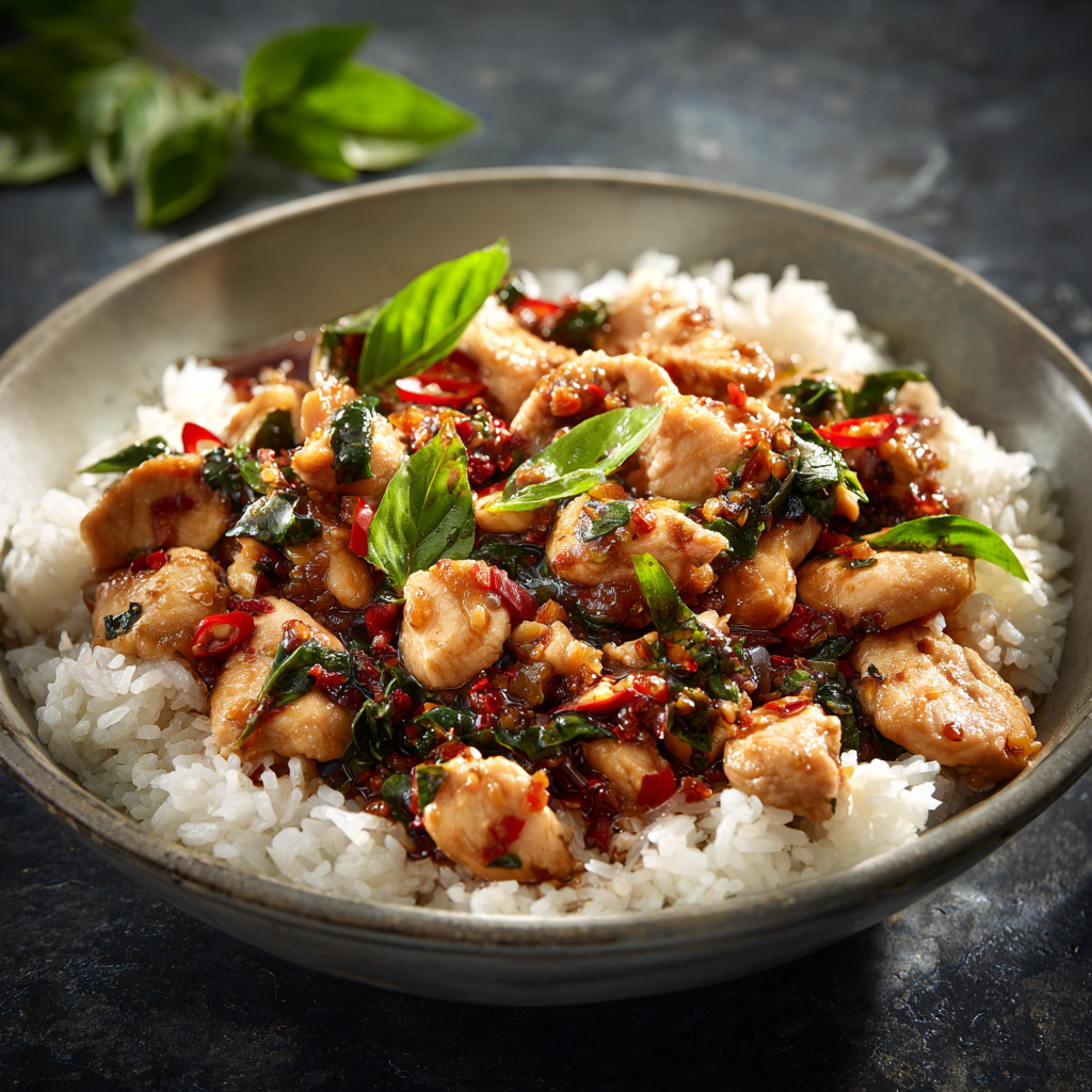 Spicy Thai Basil Chicken (Pad Krapow Style) Recipe - Recipe Image