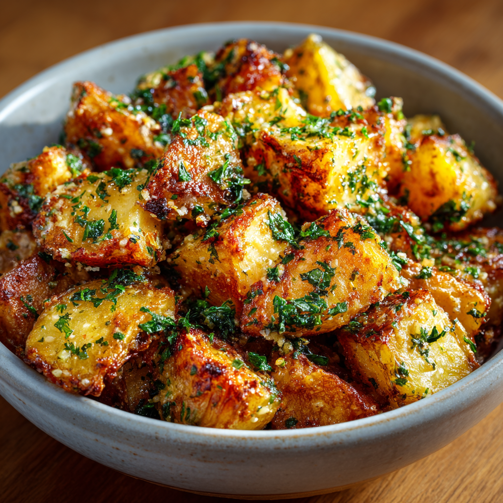 Spicy Garlic Parmesan Roasted Potatoes Recipe - Recipe Image