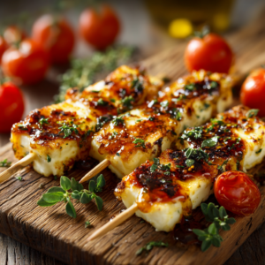 Hot Honey Halloumi Skewers Recipe