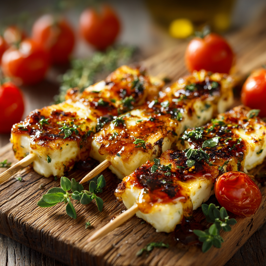 Hot Honey Halloumi Skewers Recipe