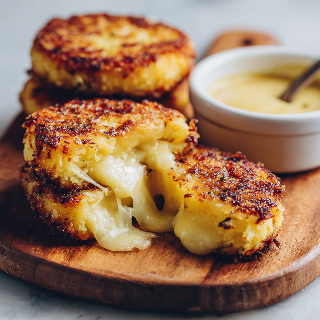 Crispy Cheese-Stuffed Potato Cakes Recipe 3 Crispy Cheese-Stuffed Potato Cakes Recipe - Recipe Image