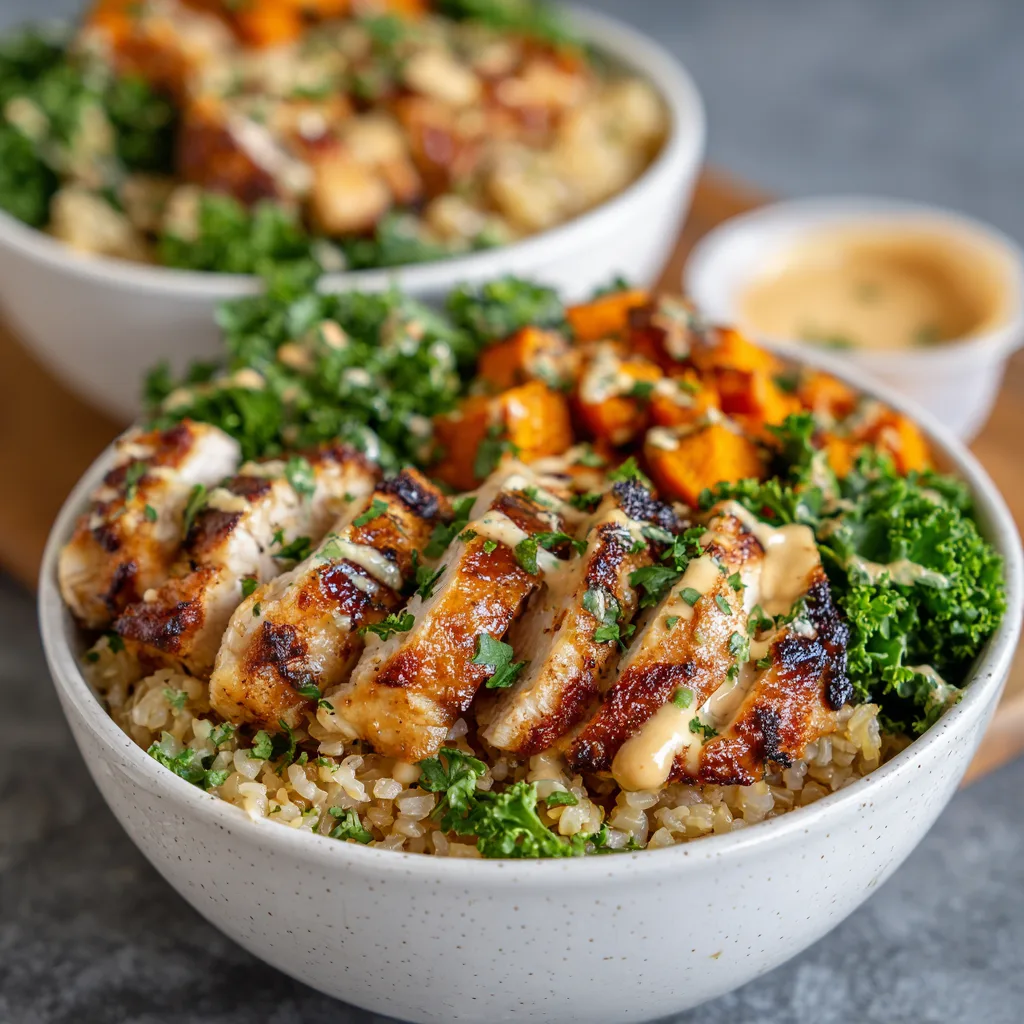 "Healthy Chicken & Sweet Potato Rice Bowl Recipe