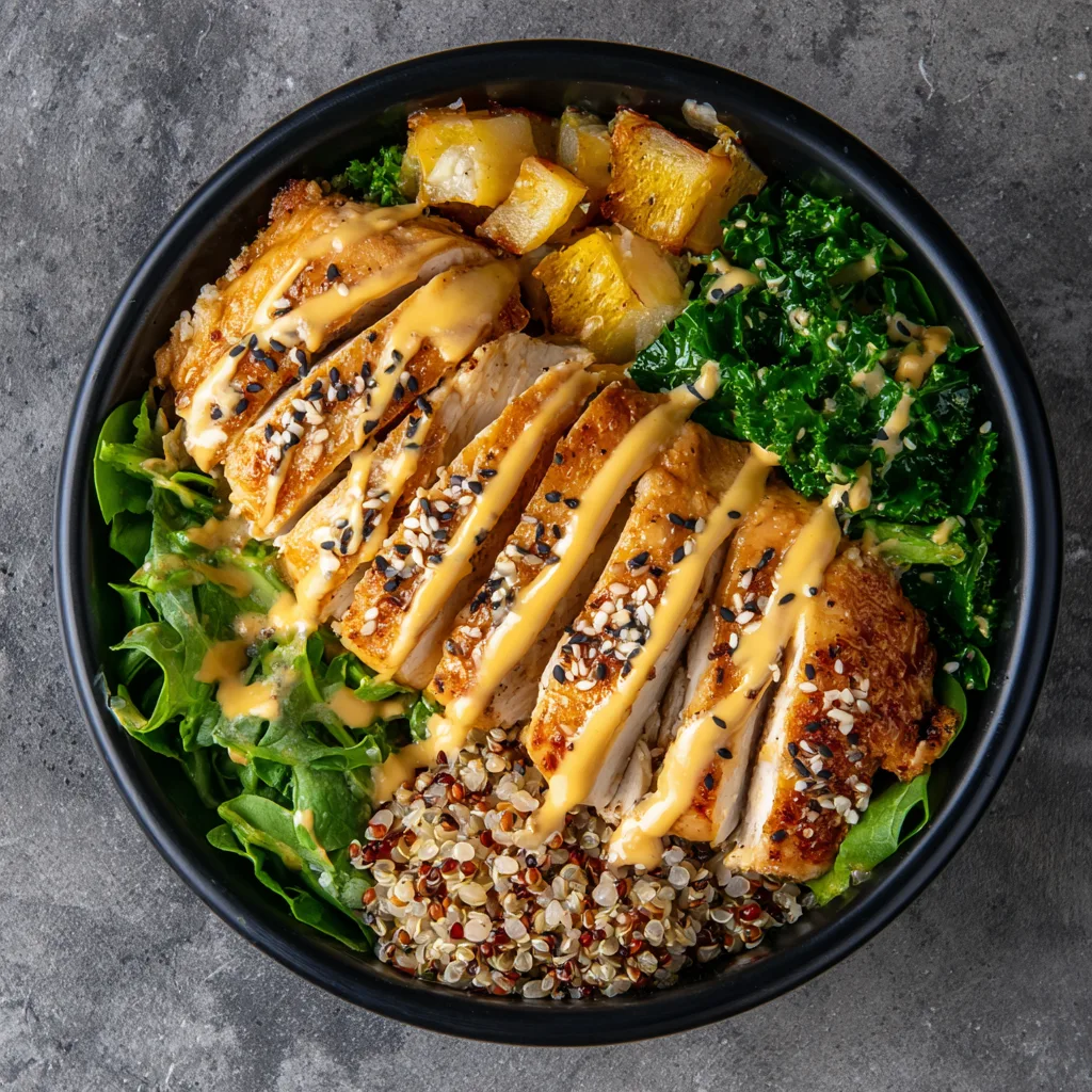 Honey Mustard Chicken Grain Bowl Recipe 3 Honey Mustard Chicken Grain Bowl Recipe - Recipe Image