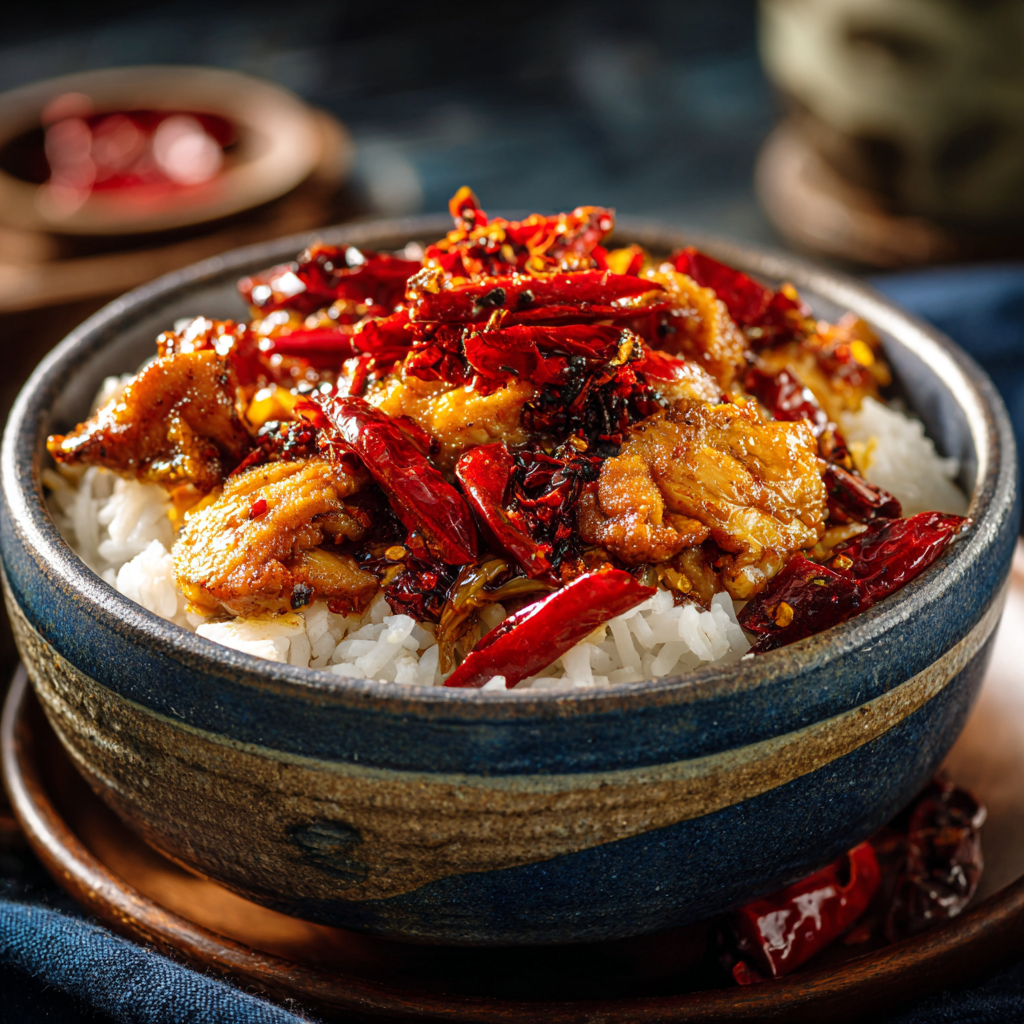Extreme Spicy Scorpion Pepper Chicken Rice: Sharp & Dangerous - Recipe Image